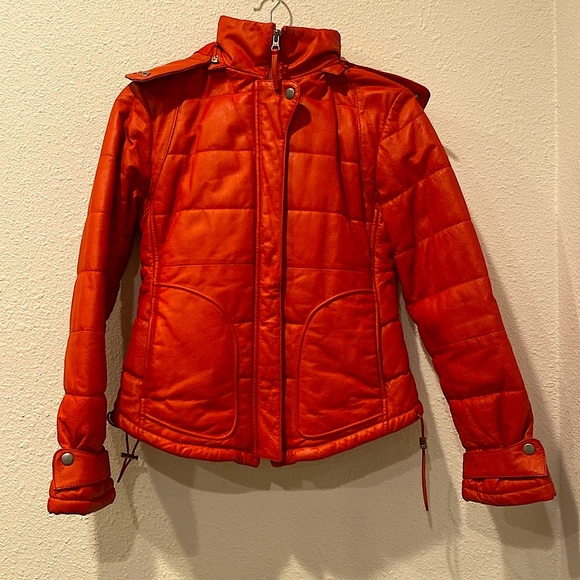 90s leather‎ coat